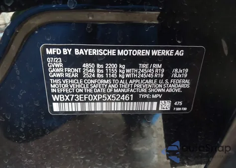 2023 BMW X1 xDrive28I из США, поврежденный, VIN WBX73EF0XP5X52461